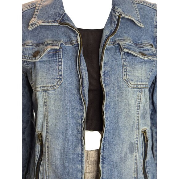Sigrid Olsen Denim Jean Jacket W/Zipper Closure & Pockets Sz 10 Closet Staple - Picture 3 of 12